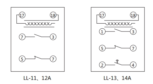 LL-11A/10繼電器內(nèi)部接線