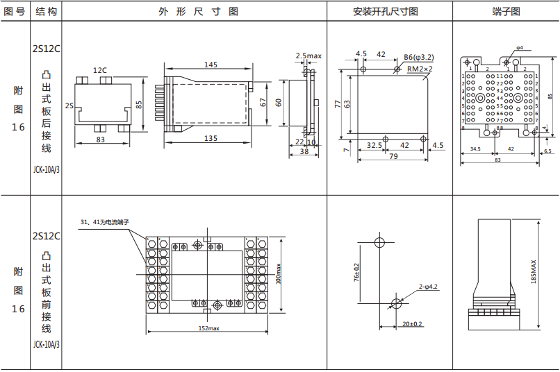 BZS-14延時中間繼電器外形及開孔尺寸