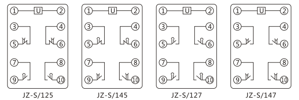 JZ-S/444靜態可調延時中間繼電器內部接線圖及外引接線圖
